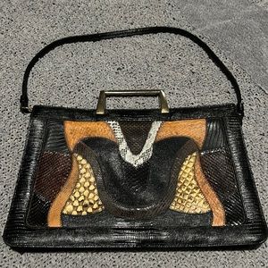 1980s CAPRICE Clutch/Handbag, Reptile/Snakeskin, Patchwork